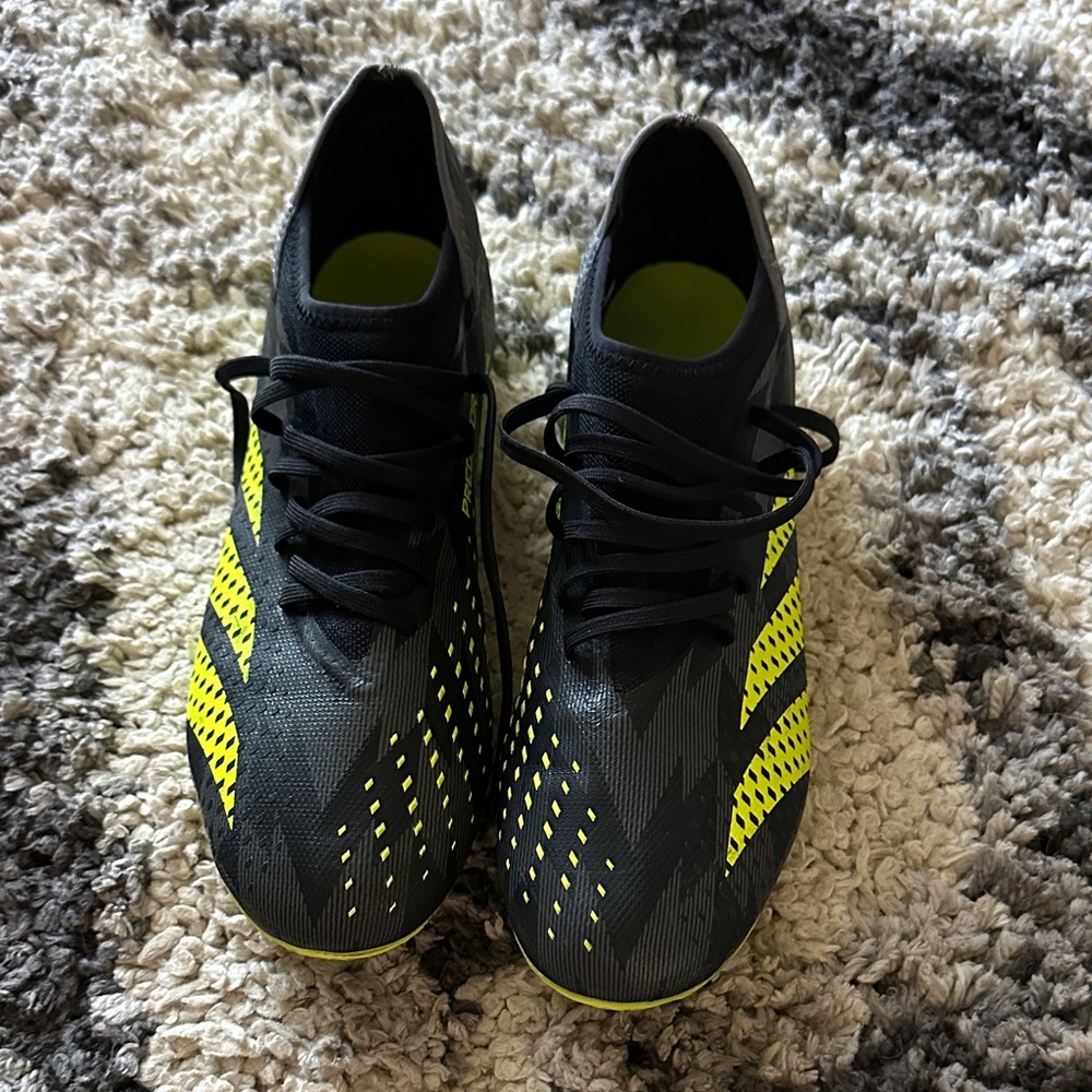 Adidas Men's Black and Neon Yellow Athletic Shoes Soccer